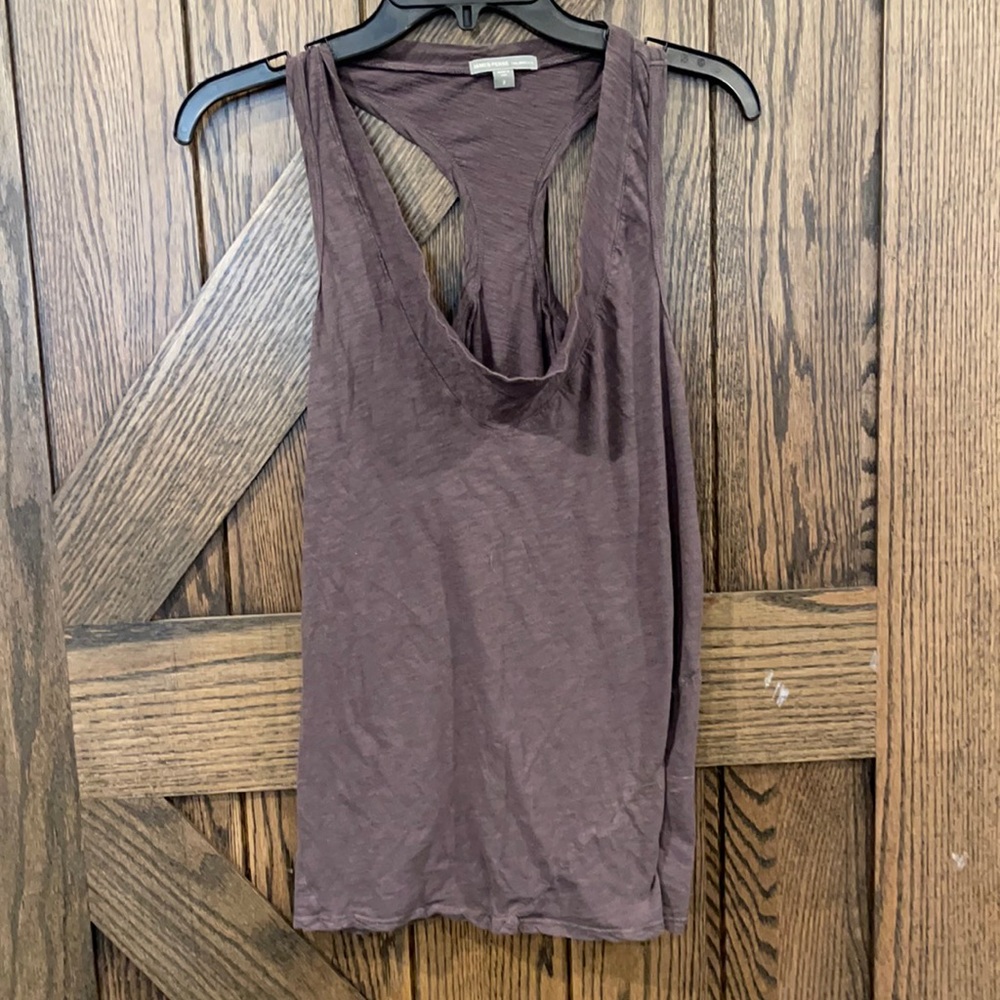 JAMES PERSE Slate Cotton Drape Neck Racerback Tank